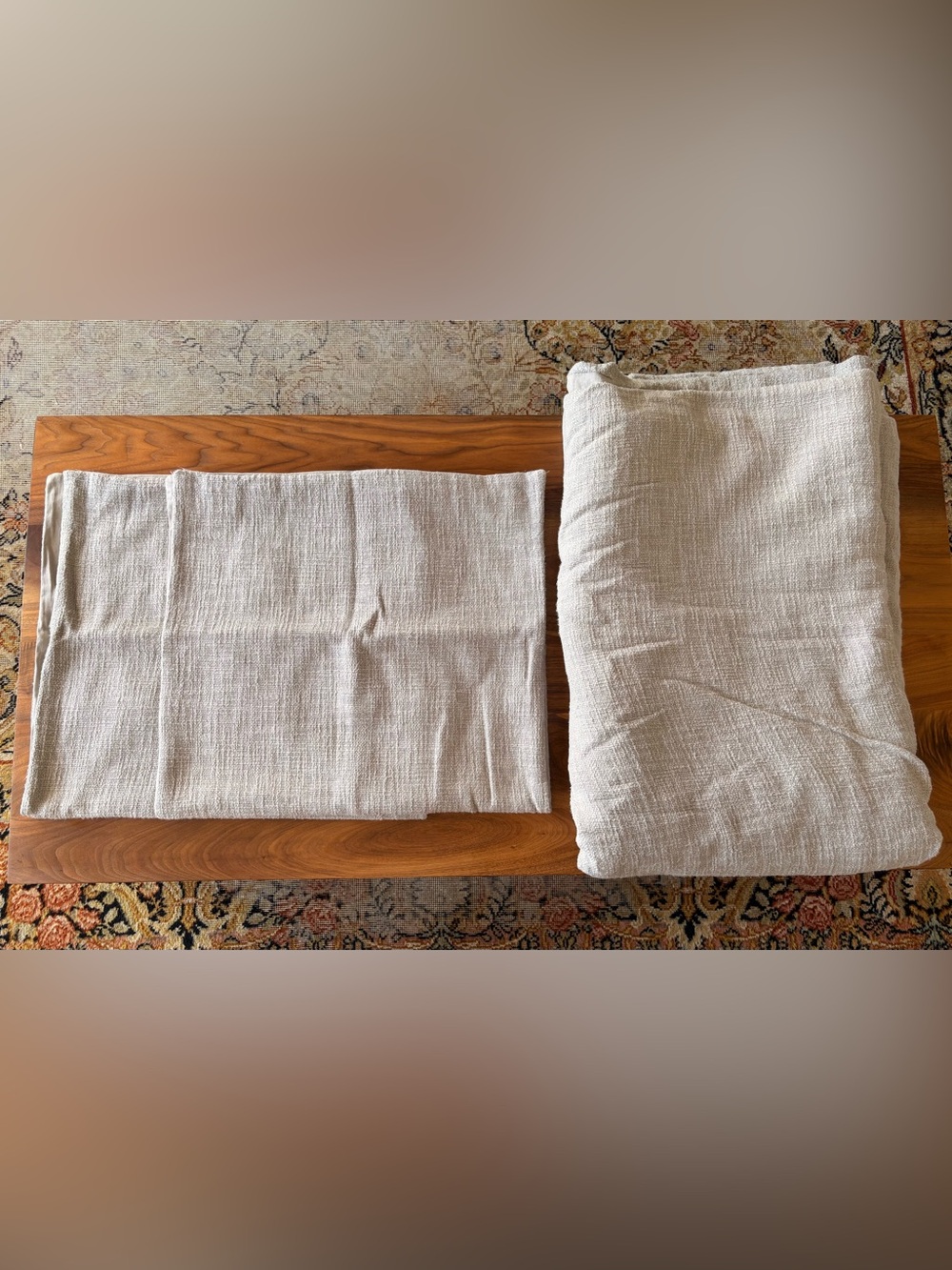 Crate & Barrel King Duvet Cover 2 King Shams Greige Linen Blend Set